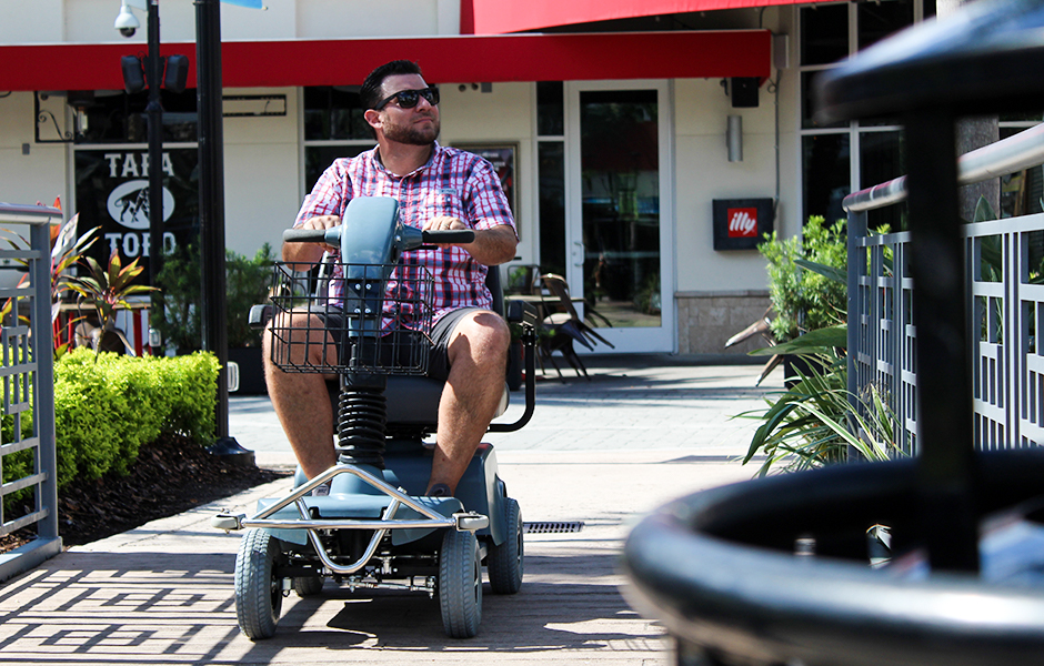 man riding ecv